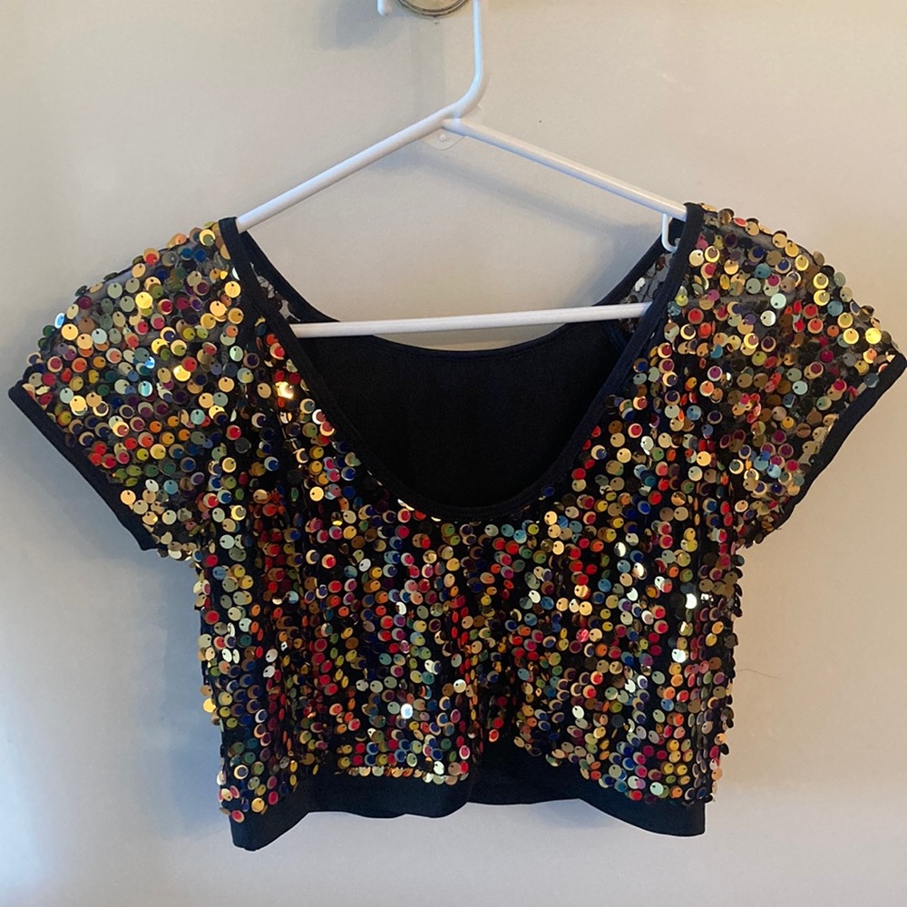 Curtain call costumes cropped sequins top XL